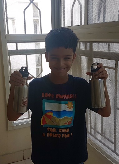 Aadhav never leaves home without his steel bottle